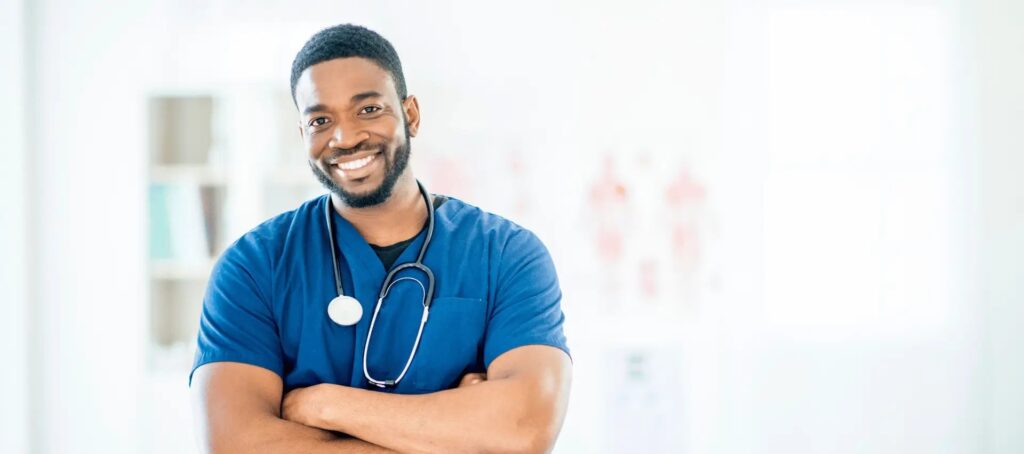 “Professionnel de santé illustrant l’accompagnement médical personnalisé.”