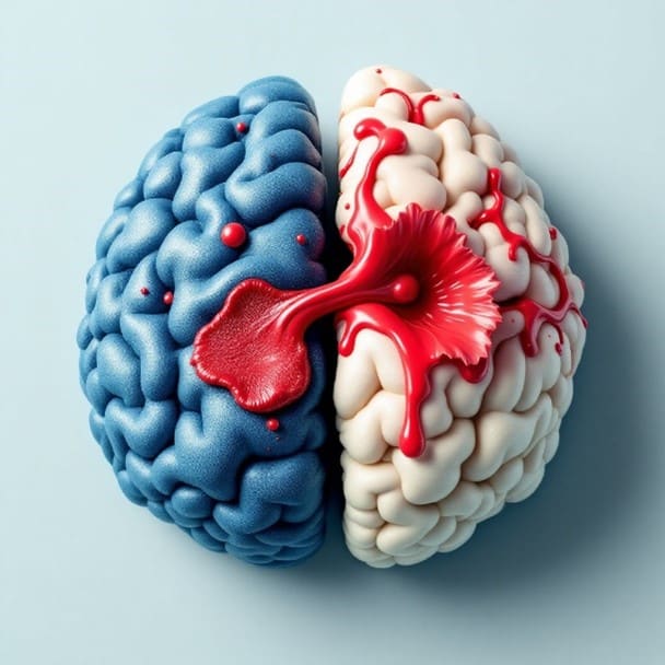 Illustration d'un cerveau avec un AVC